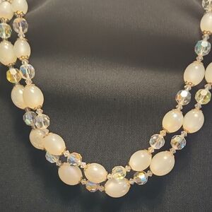 Marvella Elegant Faux Pearl and Crystal Necklace